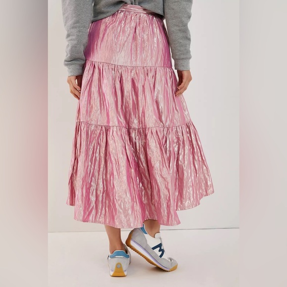 Maeve Alicia Crinkled Metallic Maxi Skirt Sz M / 8 brand new ✨ - Picture 1 of 10
